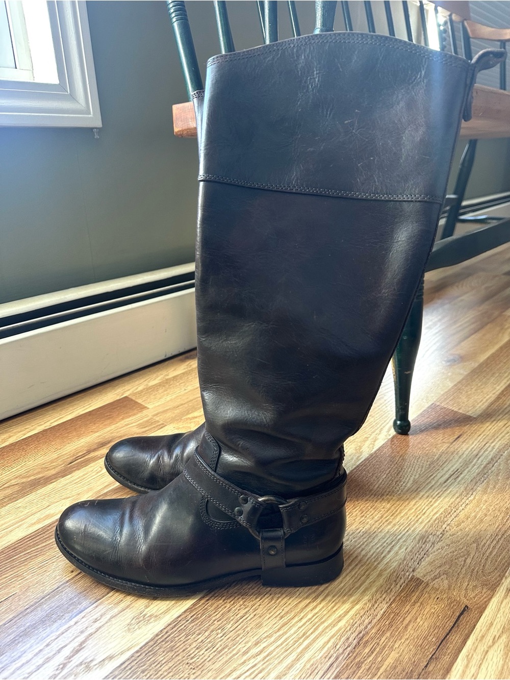 Frye Melissa Harness Dark Brown Boots Size 9